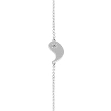 Load image into Gallery viewer, Silver necklace with a half-circle pendant on a white background