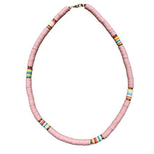 Load image into Gallery viewer, salmon pink muted color clay heishi necklace
