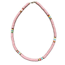 Load image into Gallery viewer, salmon pink muted color clay heishi necklace