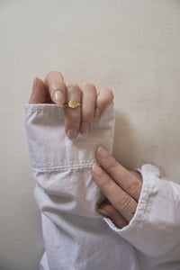 Serpent signet ring shown on hands